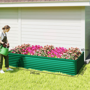 Carré potager jardinière dim. 240 x 120 x 60 cm tôle d'acier ondulée vert