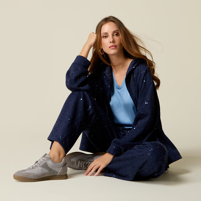 Oltre - Joggers in felpa con paillettes - Blu