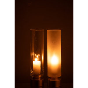 J-Line photophore/vase Pia - verre/cuivre - transparent/or - large - 2 pièces