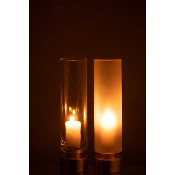 J-Line photophore/vase Pia - verre/cuivre - transparent/or - large - 2 pièces