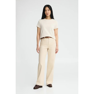 Maglietta ecrù a maniche corte e fit dritto con logo in gomma Polo Club