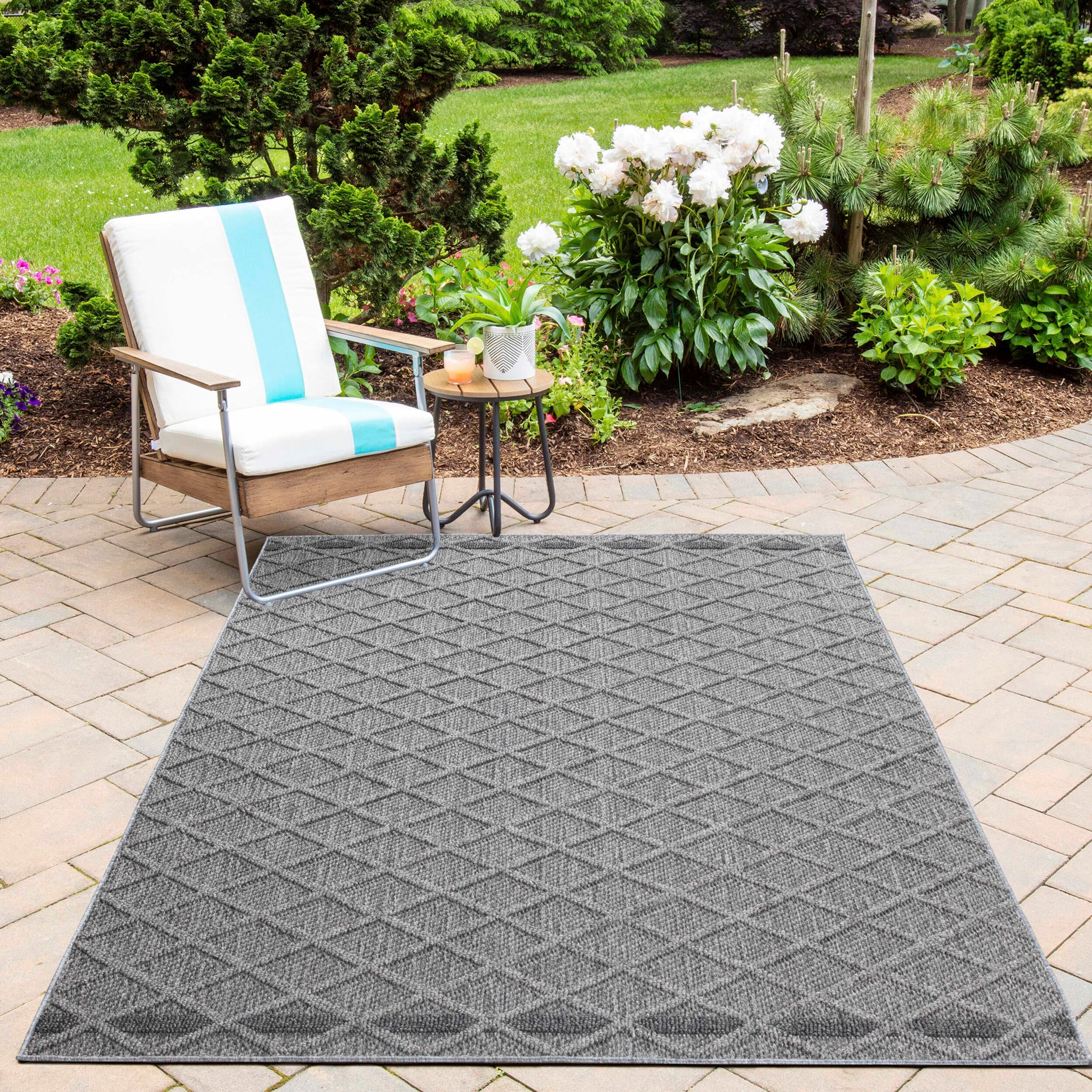 PATARA - Tapis intérieur/extérieur motif losange gris - PAT4953GRI