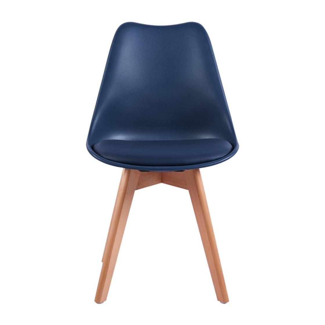 Sedia moderna con gambe legno 4 pz blu - Candice