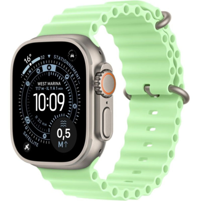 Bracelet APPLE 49 mm  Océan vert fluo - Ftitane naturel