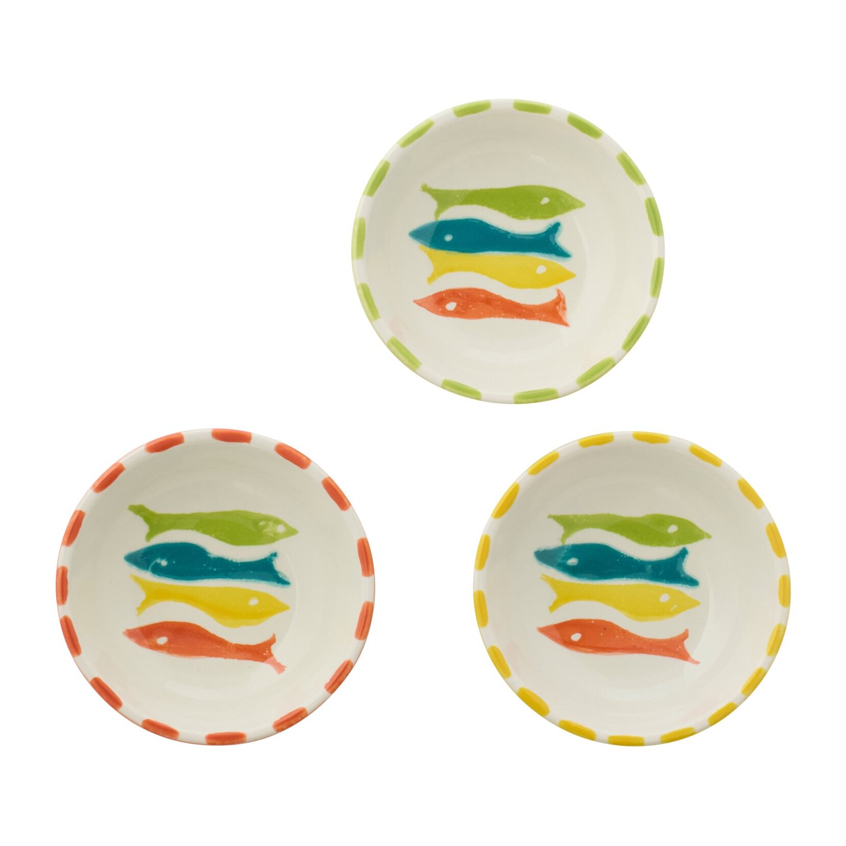 J-Line Bol Poisson - céramique - multicolore - small - 3 pièces