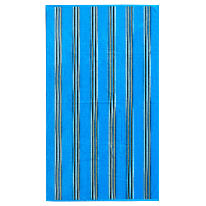 Serviette de plage éponge velours Jacquard - Milonga M Turquoise - 70x140cm - 400g/m²