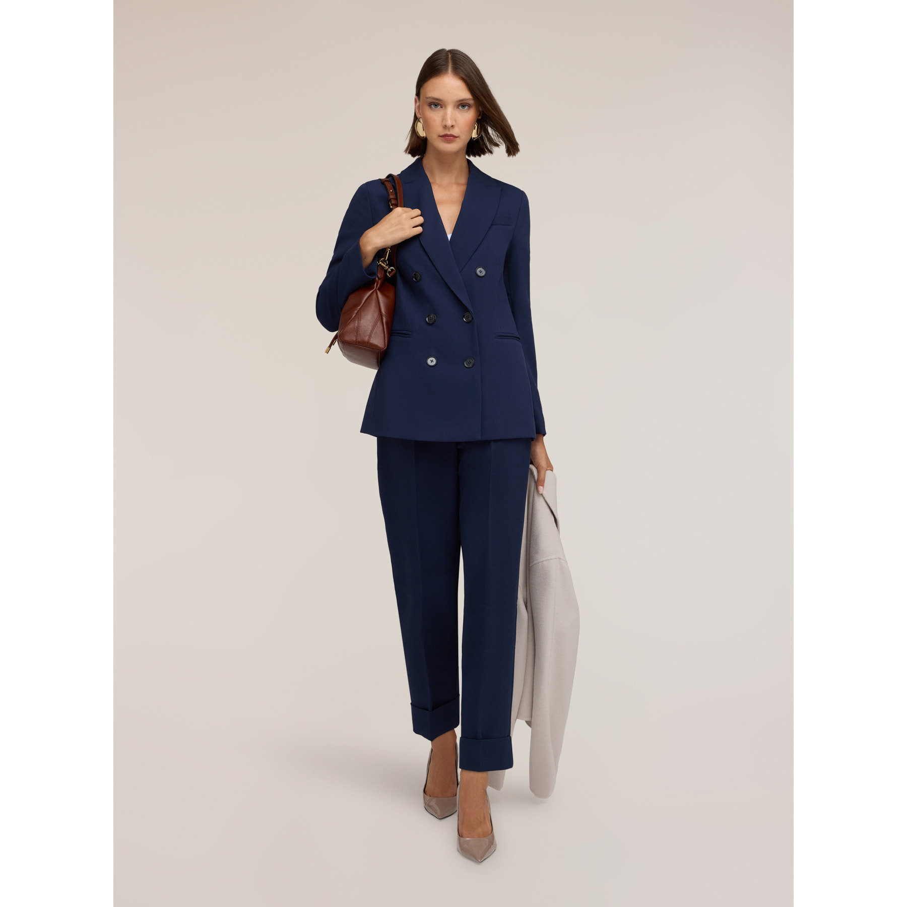 Motivi - Pantaloni con risvolto in crêpe - Blu