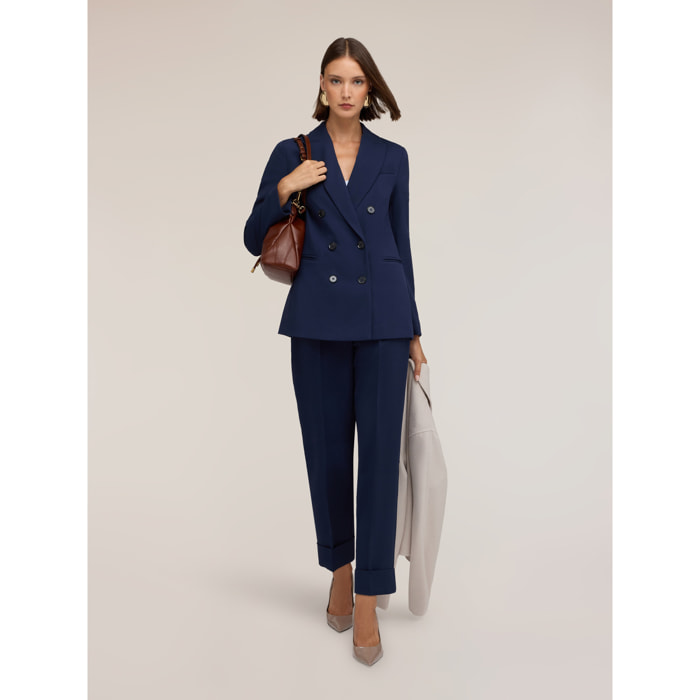 Motivi - Pantaloni con risvolto in crêpe - Blu