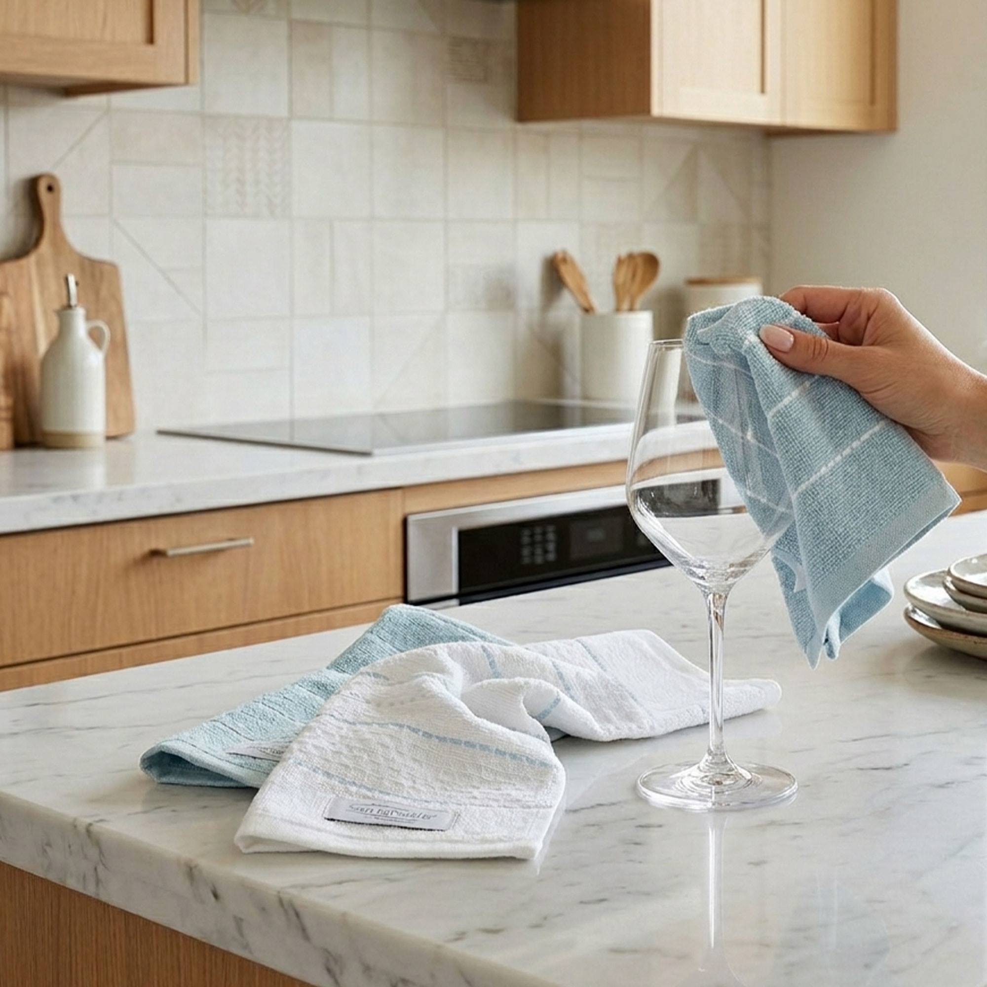 Set de 12 paños de cocina de 32x32cm 100% algodón 400gsm