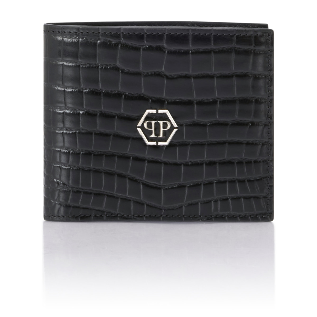 PHILIPP PLEIN Leather French Wallet Cocco