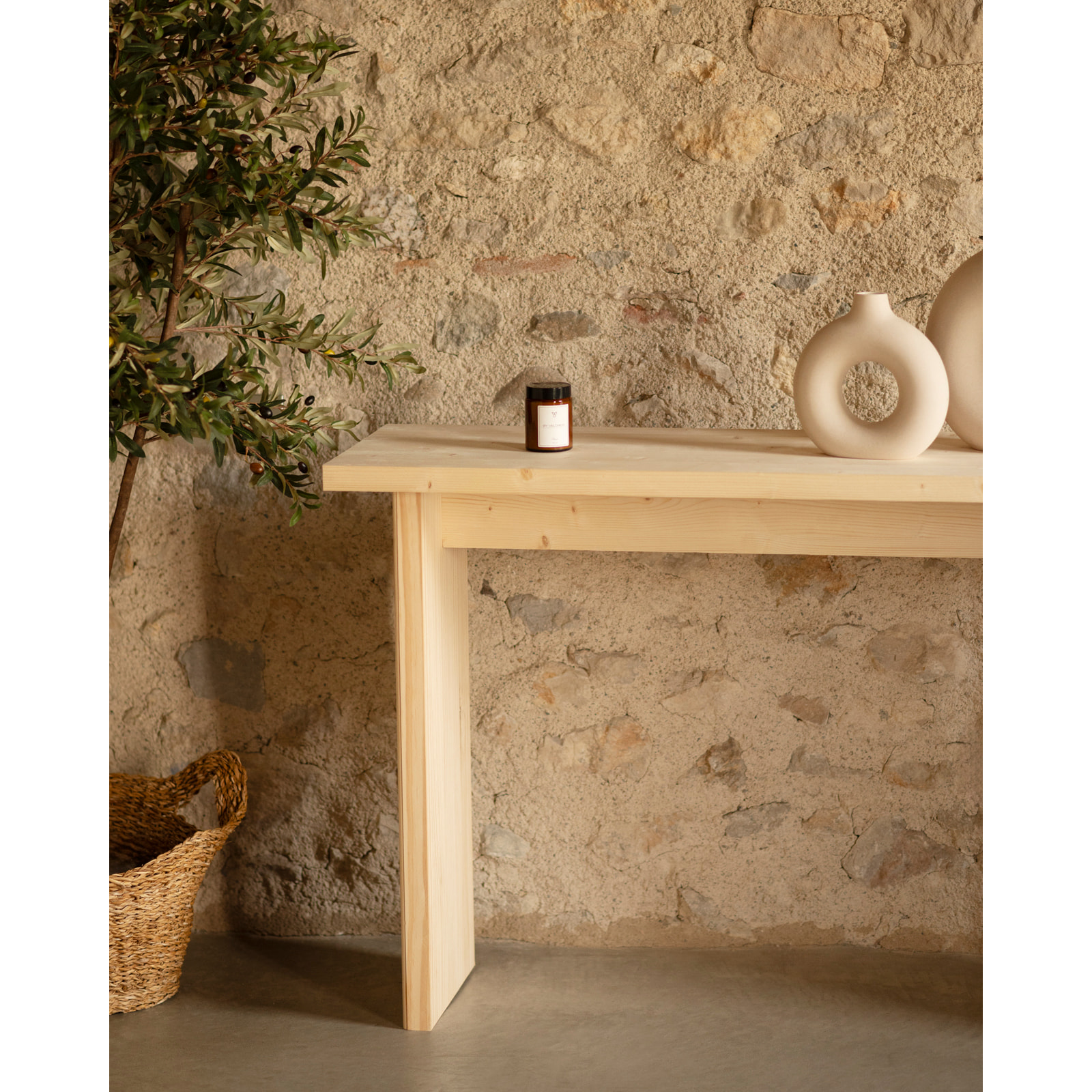 Console en bois massif ton naturel de 120x80cm Hauteur: 35 Longueur: 120 Largeur: 80