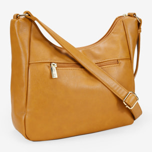 Bolso bandolera marrón con bordado