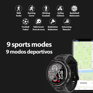 Smartwatch Q70 con cardiofrequenzimetro, pressione sanguigna e 9 modalità multisport.