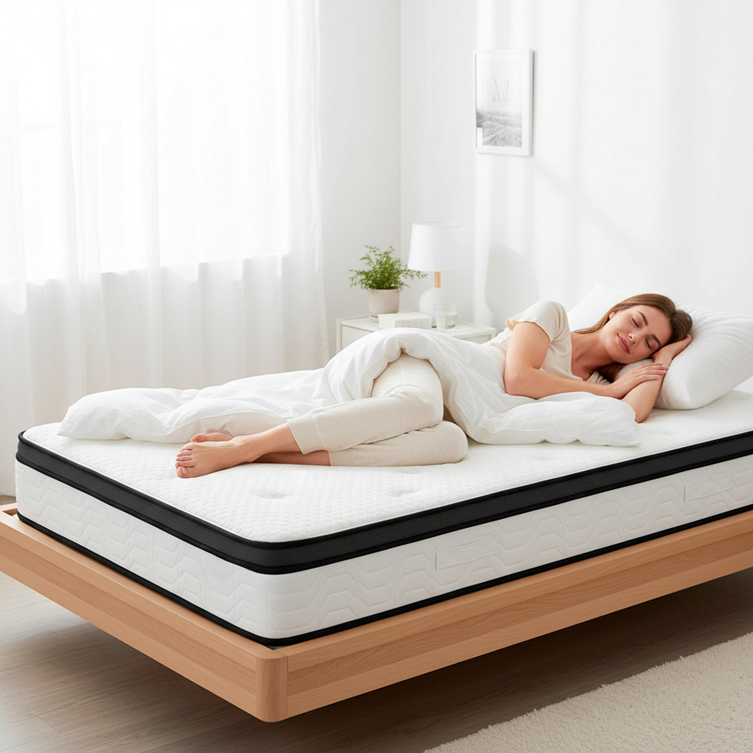 Materasso Singolo Ibrido Con 240 Molle Insacchettate per M² E Memory Foam 5 Zone di Comfort Double Sided Rigidità H3/H4 80 x 190 x 29 Cm