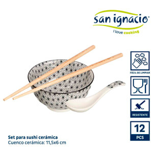 Set 12 piezas sushi blanco colección kinvara