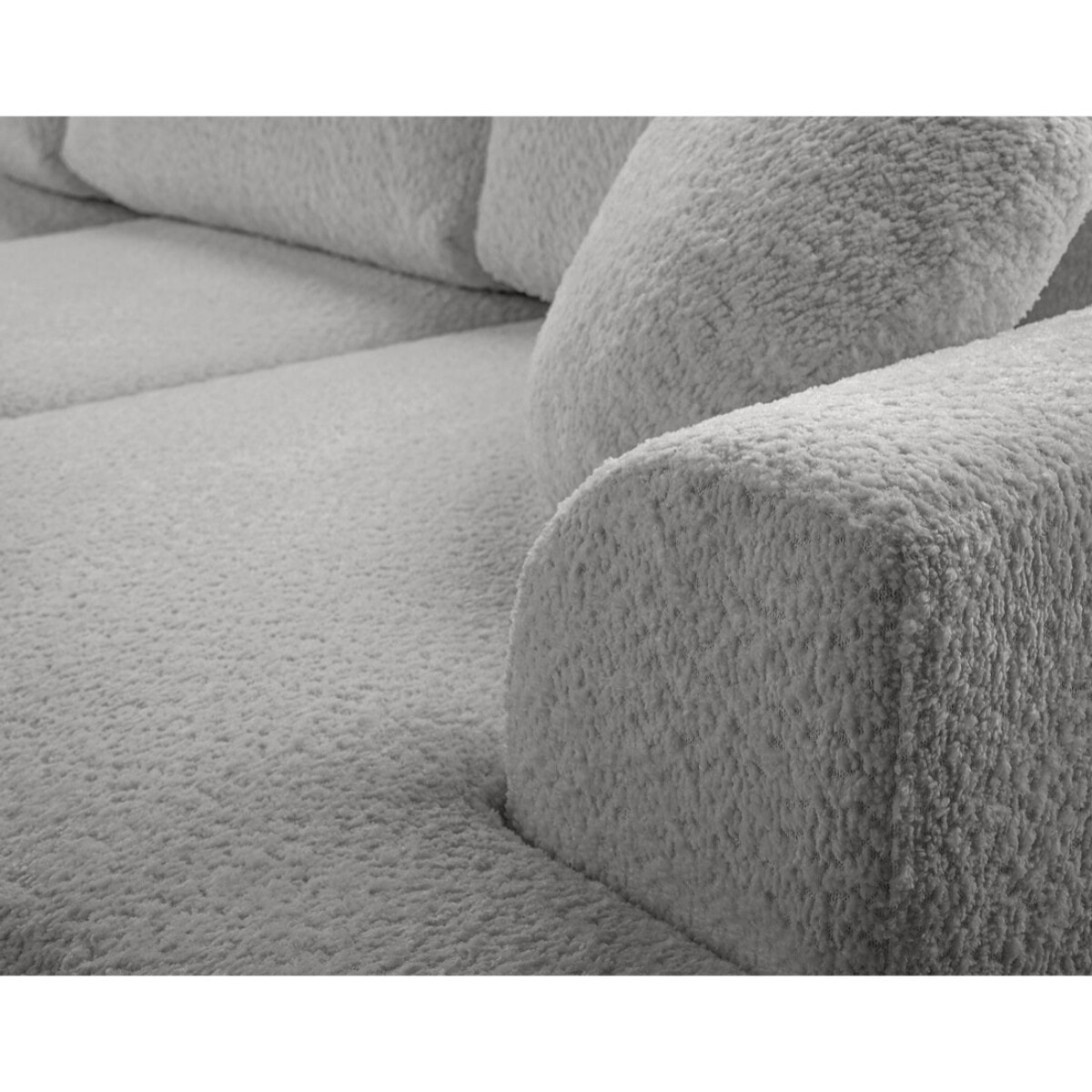 Candela - canapé d'angle gauche 4 places - convertible avec coffre - en tissu bouclette - Gris