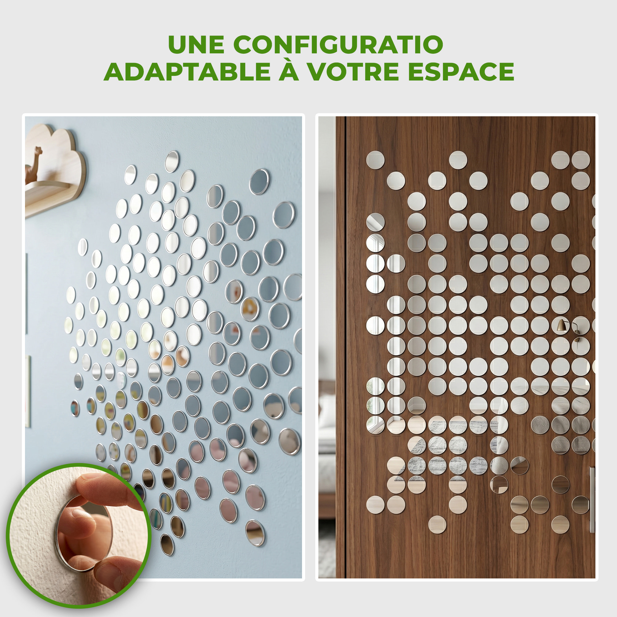Pack de 100 cercles en papier adhésifs 3D métal argentés
