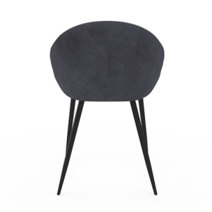Chaises Dory velours gris pieds métal noirs - lot de 4