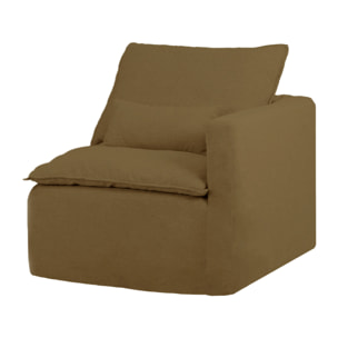 Module en coton et lin avec accoudoir droit déhoussable ton vert de 97x96cm Hauteur: 99 Longueur: 97 Largeur: 96