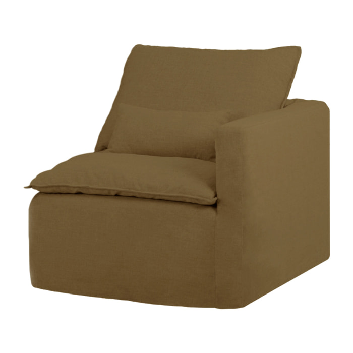 Module en coton et lin avec accoudoir droit déhoussable ton vert de 97x96cm Hauteur: 99 Longueur: 97 Largeur: 96