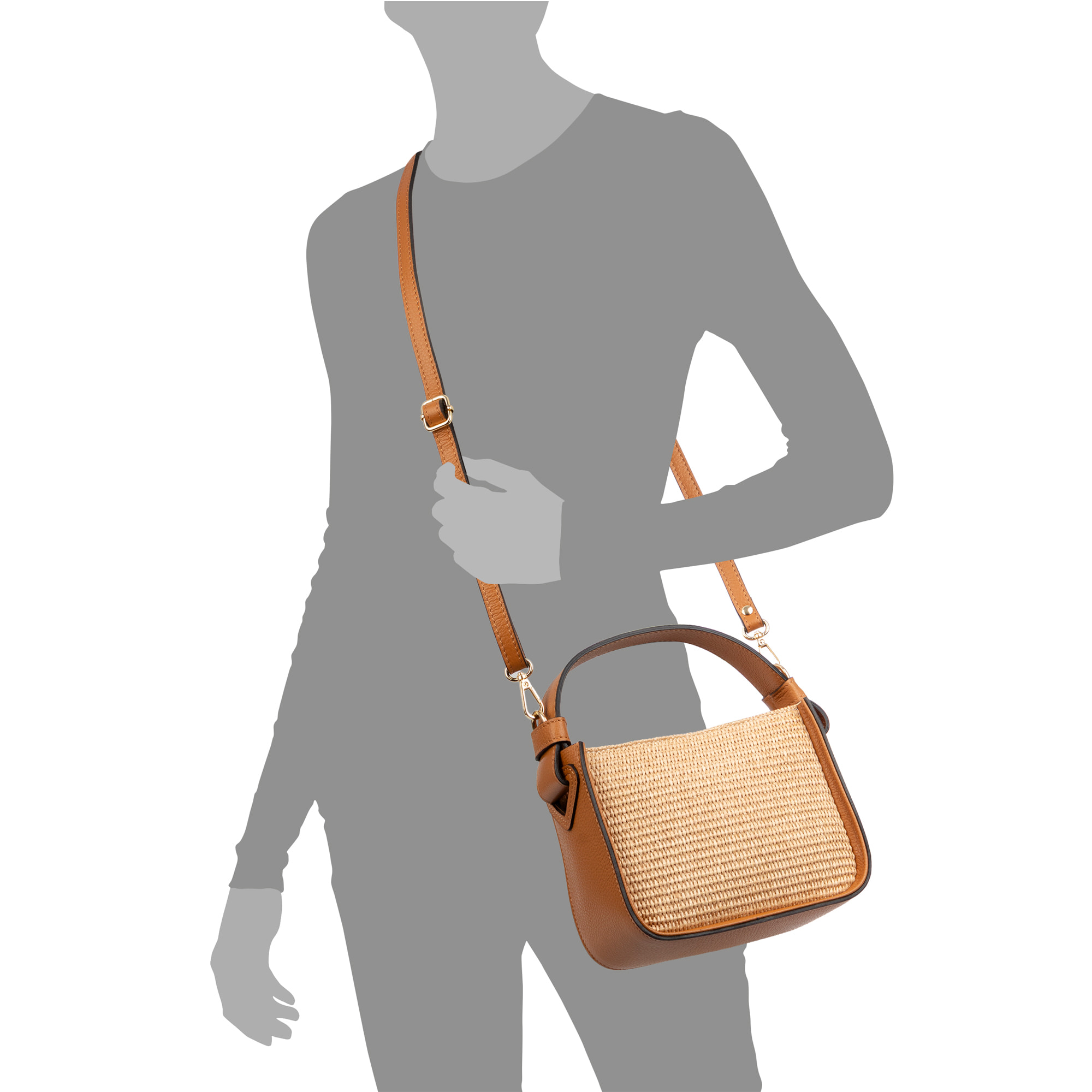 Baschi Borsa a mano Donna. Realizzata in paglia e pelle autentica Dollaro.