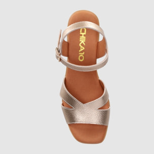 Sandalias de Piel - Platino - Tacón: 6 cm