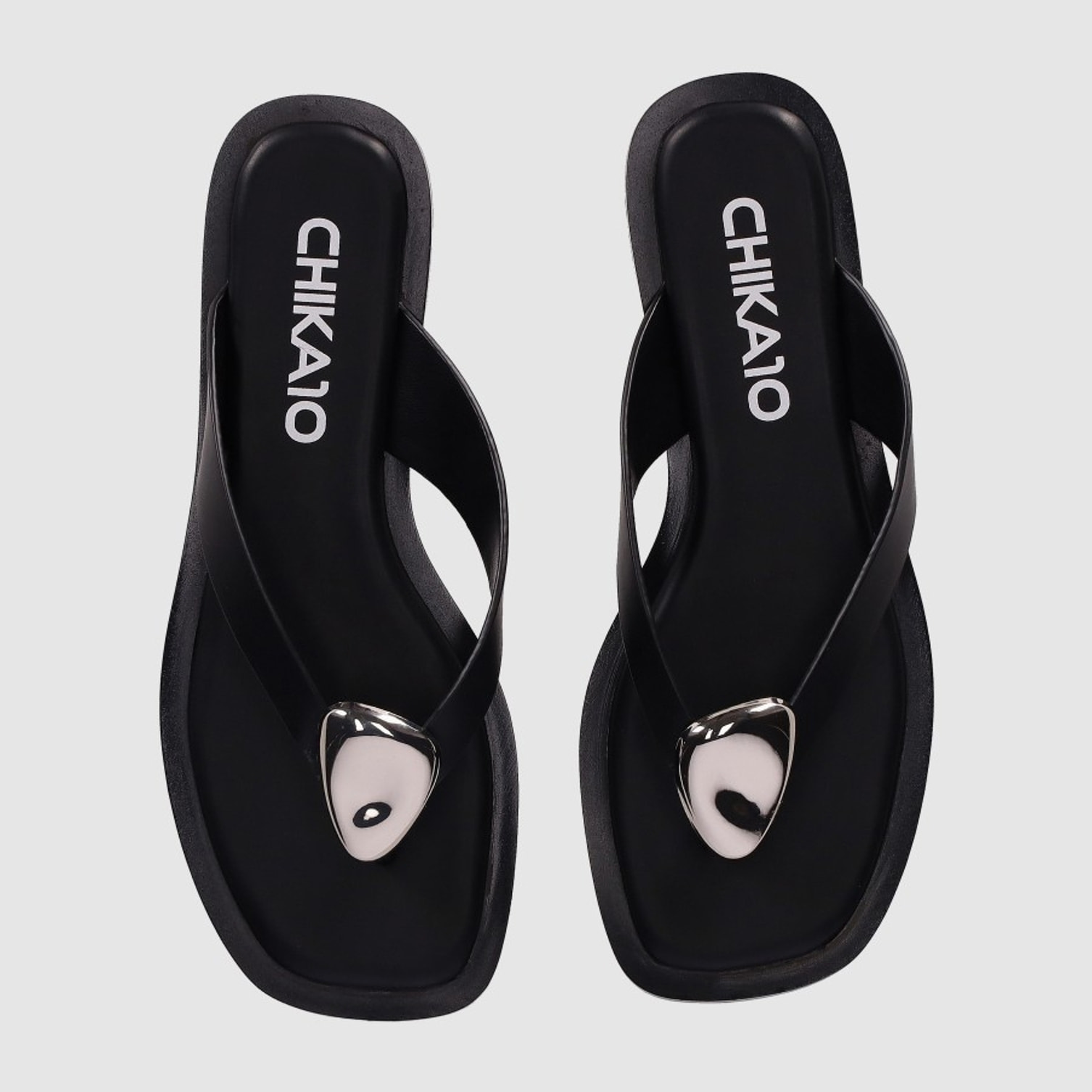 Sandalias de Piel Sintética - Negro - Tacón: 1 cm
