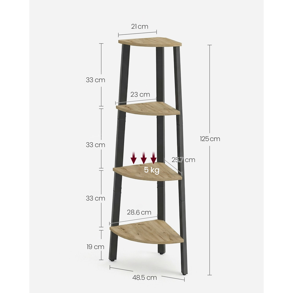 Libreria angolare Industrial Artisan con 4 ripiani