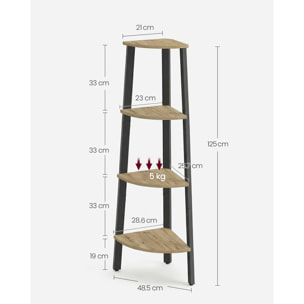 Libreria angolare Industrial Artisan con 4 ripiani