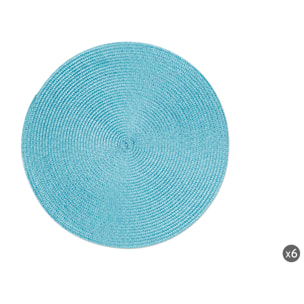 Set de 6 sets de table ronds Excelsa – Round, Polypropylène Bleu Clair