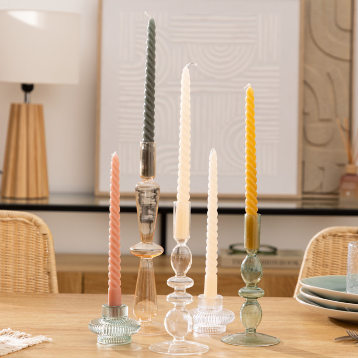 4 bougie-bâtons "Twist many" ivoire 180g