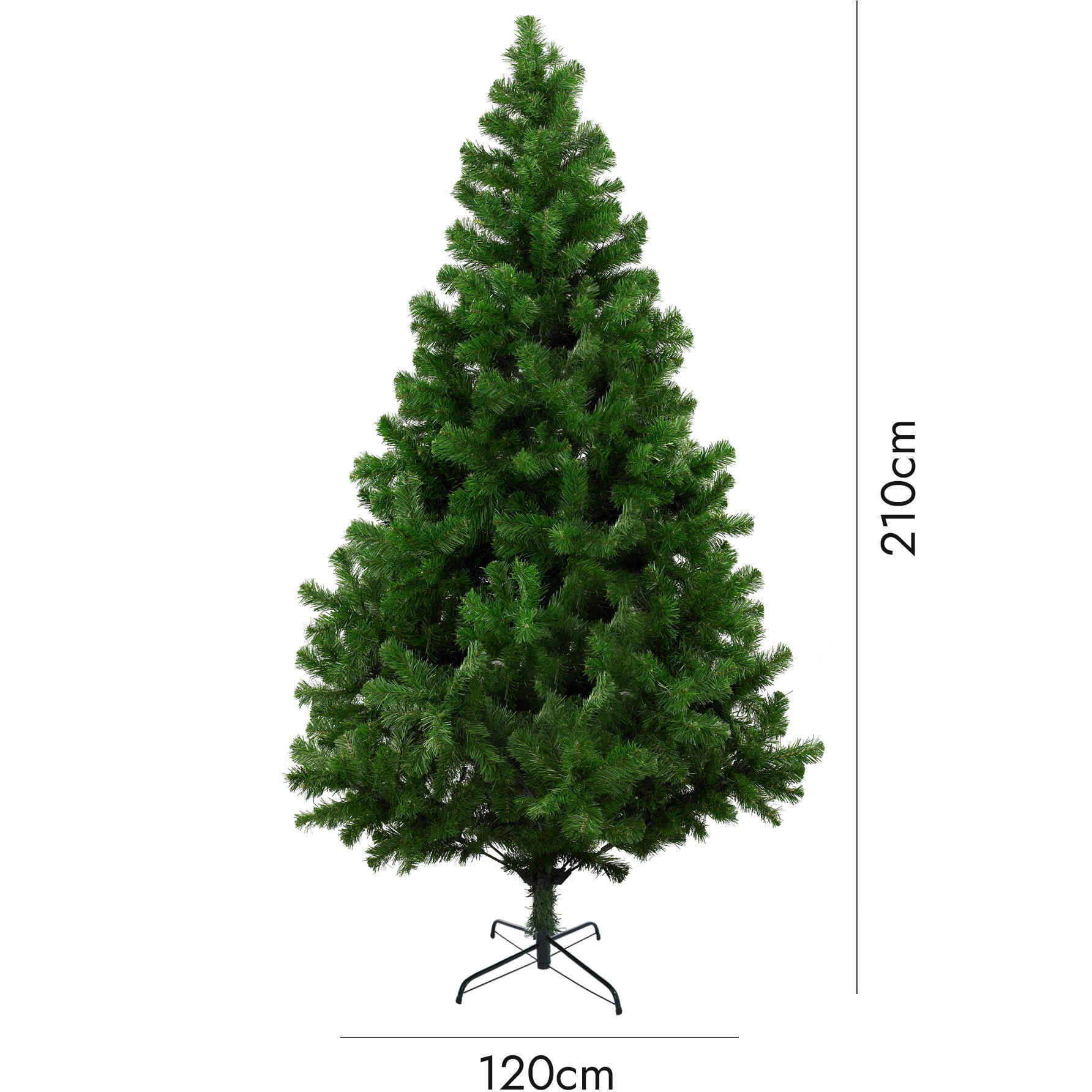 Albero di Natale 210 cm Evergreen, Pino artificiale, Albero effetto reale, Alberello natalizio extra folto, 124x124 h210 cm, Verde