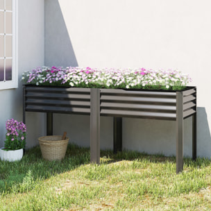 Carré potager surélevé - jardinière surélevée extra large 241L - tissu non-tissé - métal - 180x55x80cm - gris foncé