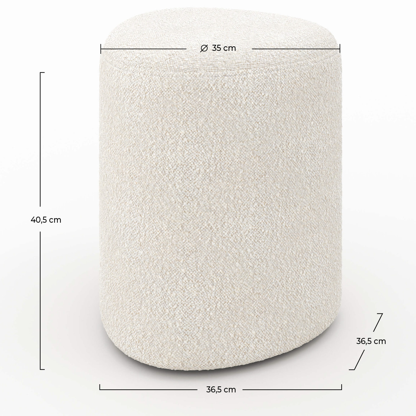 Pouf en tissu bouclé beige - Emmy