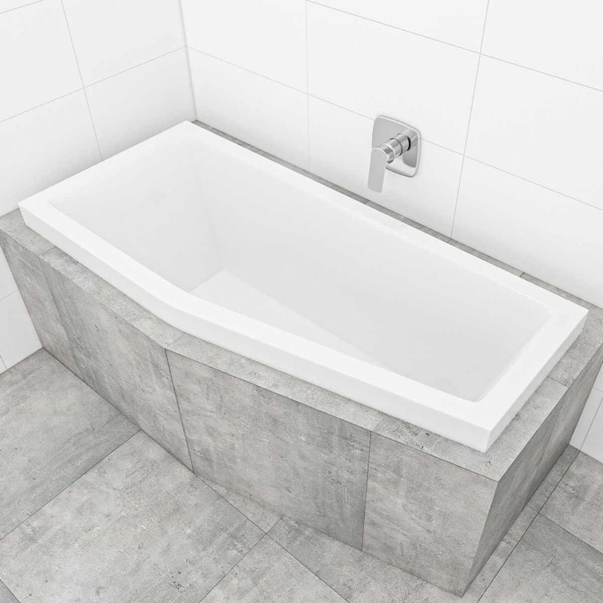 160x70 cm Aneta baignoire bain douche asymétrique en acrylique positionnement gauche, sans pieds, blanc (AN1600LPLUS)