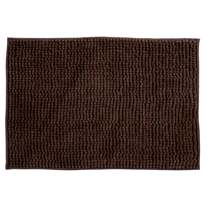 Alfombra de baño MSV "Chenille" de microfibra en color chocolate 40 x 60 cm