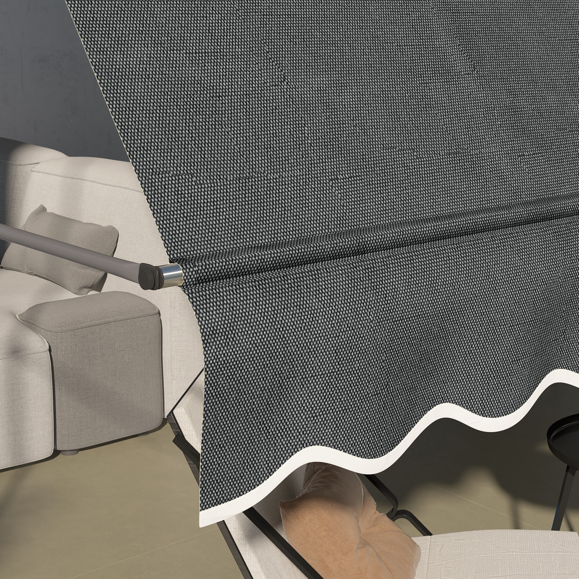 Toldo Manual Retráctil 300x120x210-300 cm Toldo para Balcón con Manivela Altura Ajustable Impermeable y Anti-UV para Jardín Terraza Ventanas Gris Oscuro