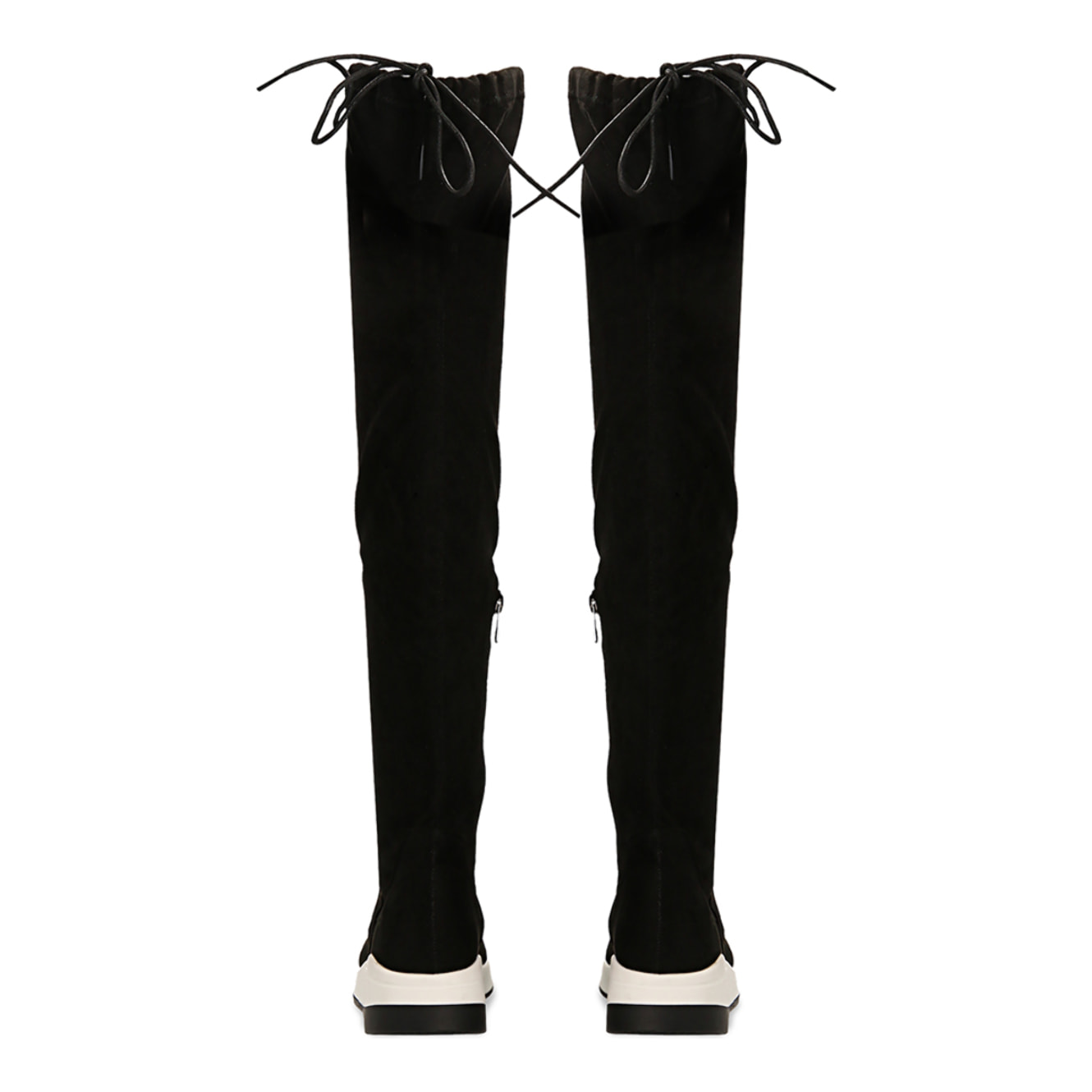 Sneakers overknee nere con suola bianca