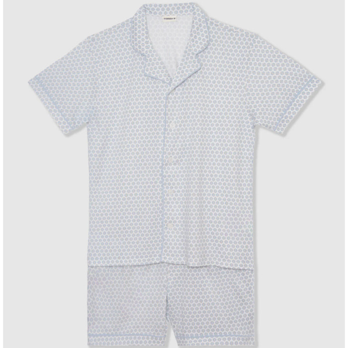 Pijama corto camisero hombre algodón dune índigo