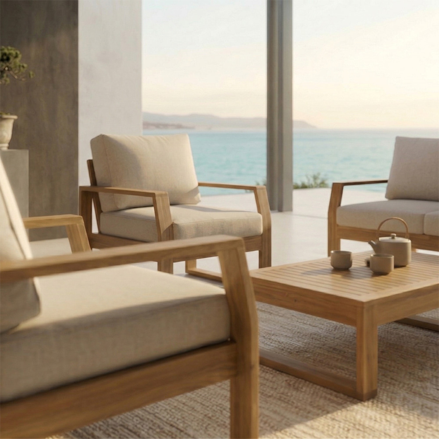 Salon de jardin 5 places en bois d’acacia BIHN