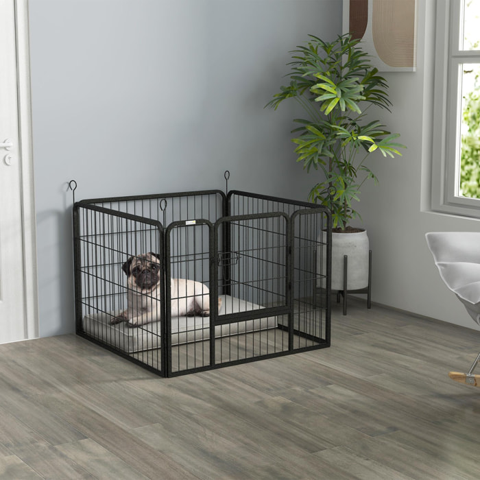 Parque para Perros de 4 Paneles 82x82x60 cm Parque de Juegos para Mascotas Plegable con Puerta de Pestillo y Marco de Metal para Interior y Exterior Gris