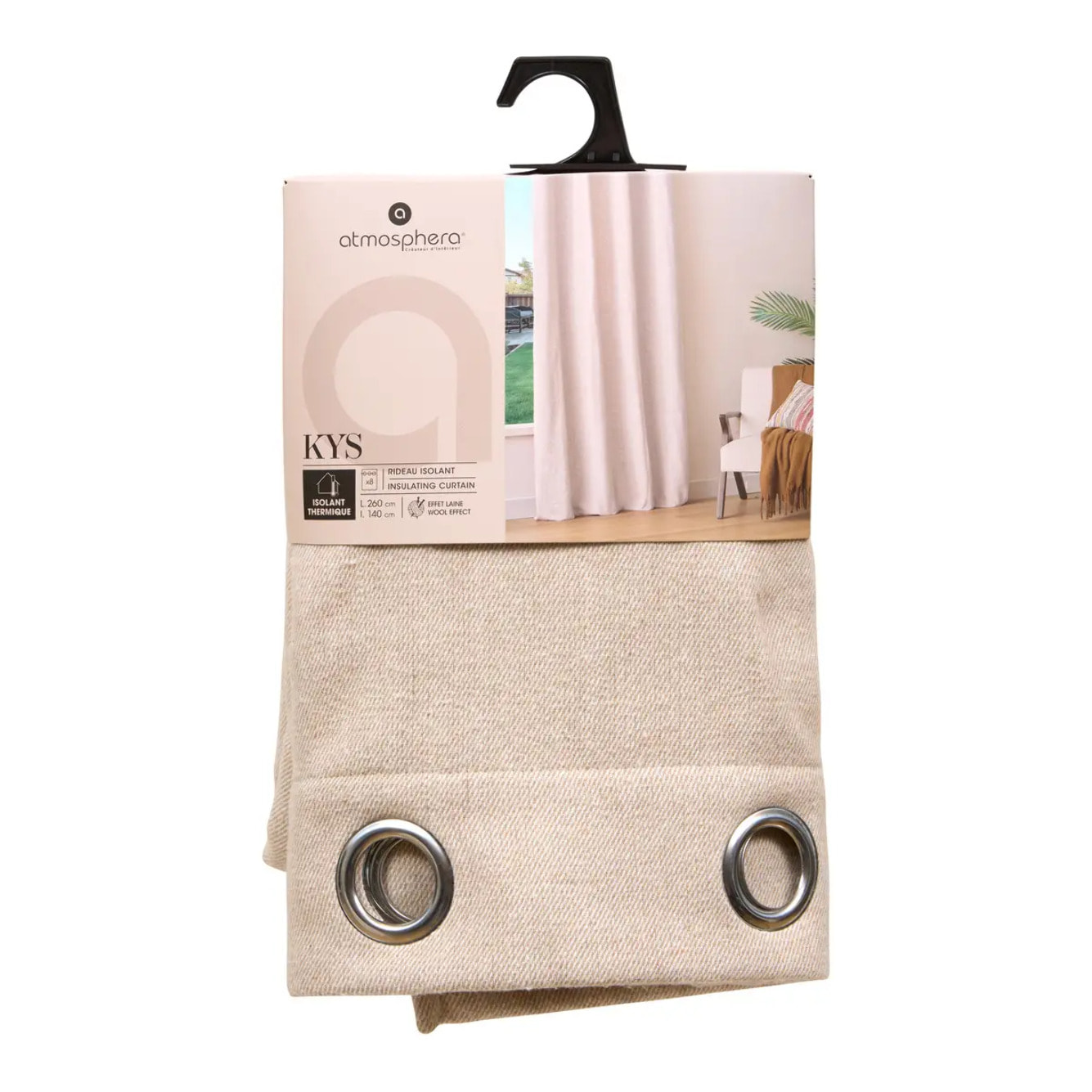 Rideau isolant Kys beige lin 140x260cm