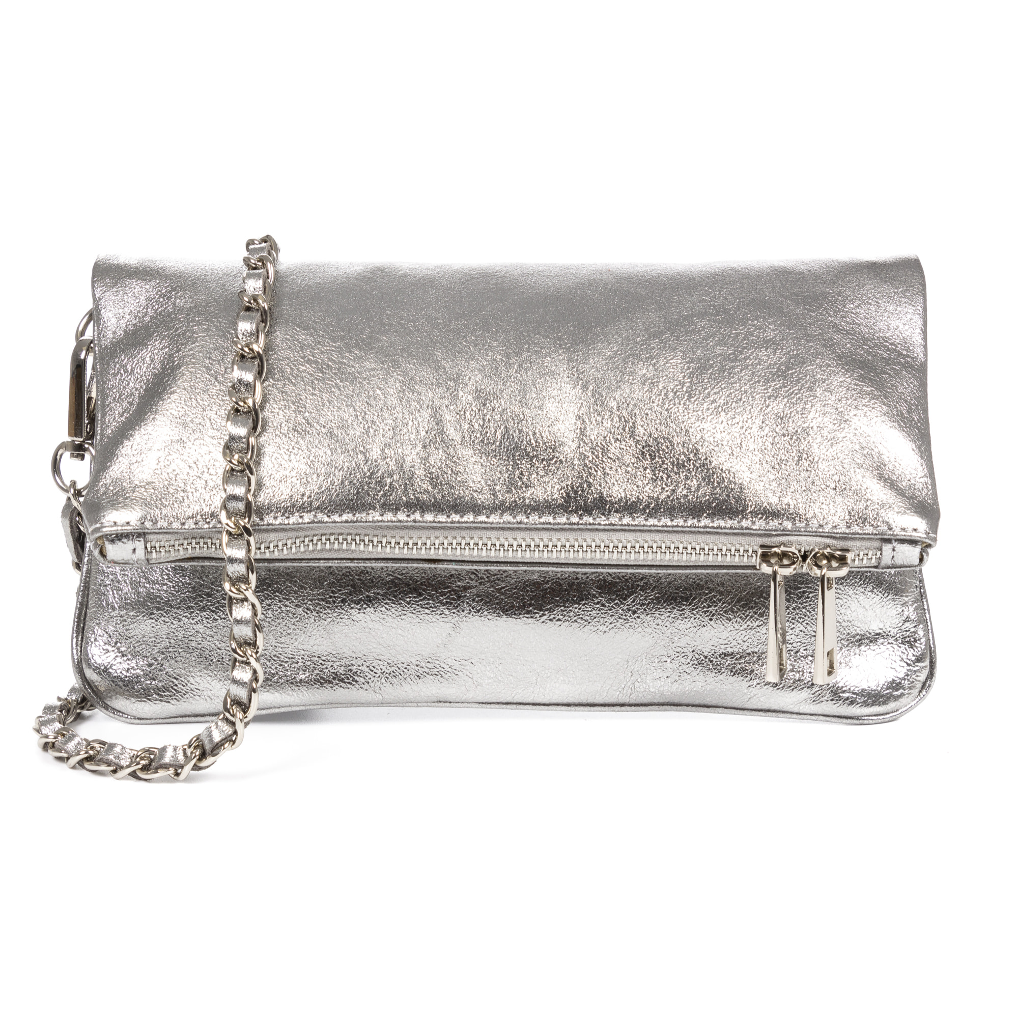 Orquidea Borsa a spalla da donna. Vera Pelle Scamosciato laccato lucido.