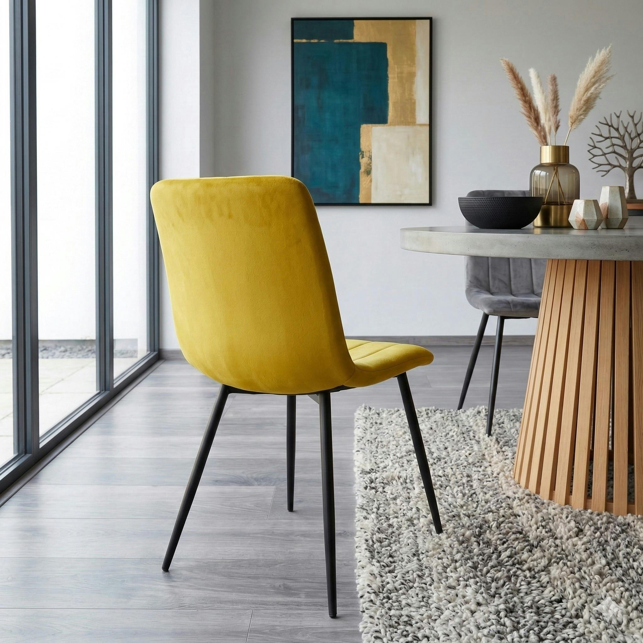 Chaise à rayures velours moutarde (lot de 2) MALANG