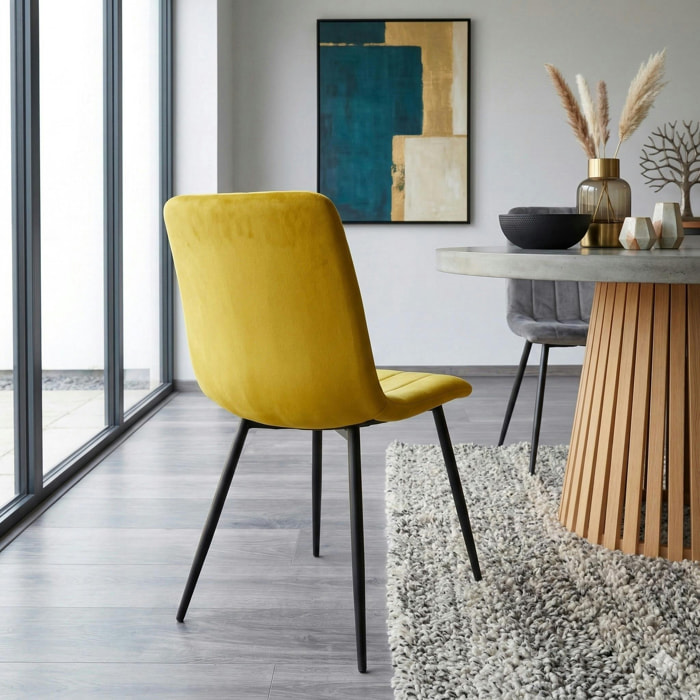 Chaise à rayures velours moutarde (lot de 2) MALANG