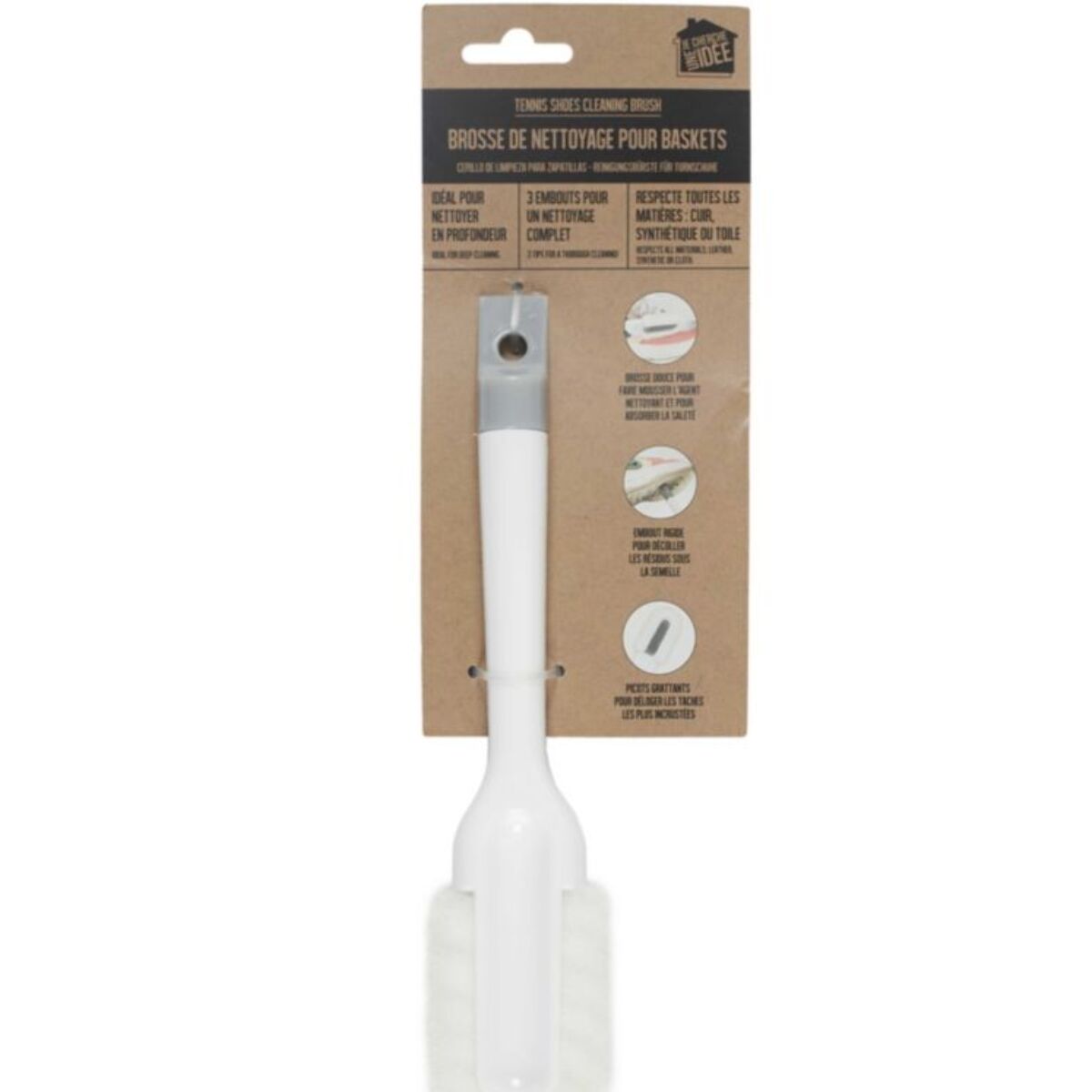 Brosse Anti-poils JE CHERCHE UNE IDEE nettoyante pour basket 24 cm