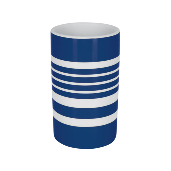 Gobelet Porcelaine TUBE-STRIPES Bleu Spirella