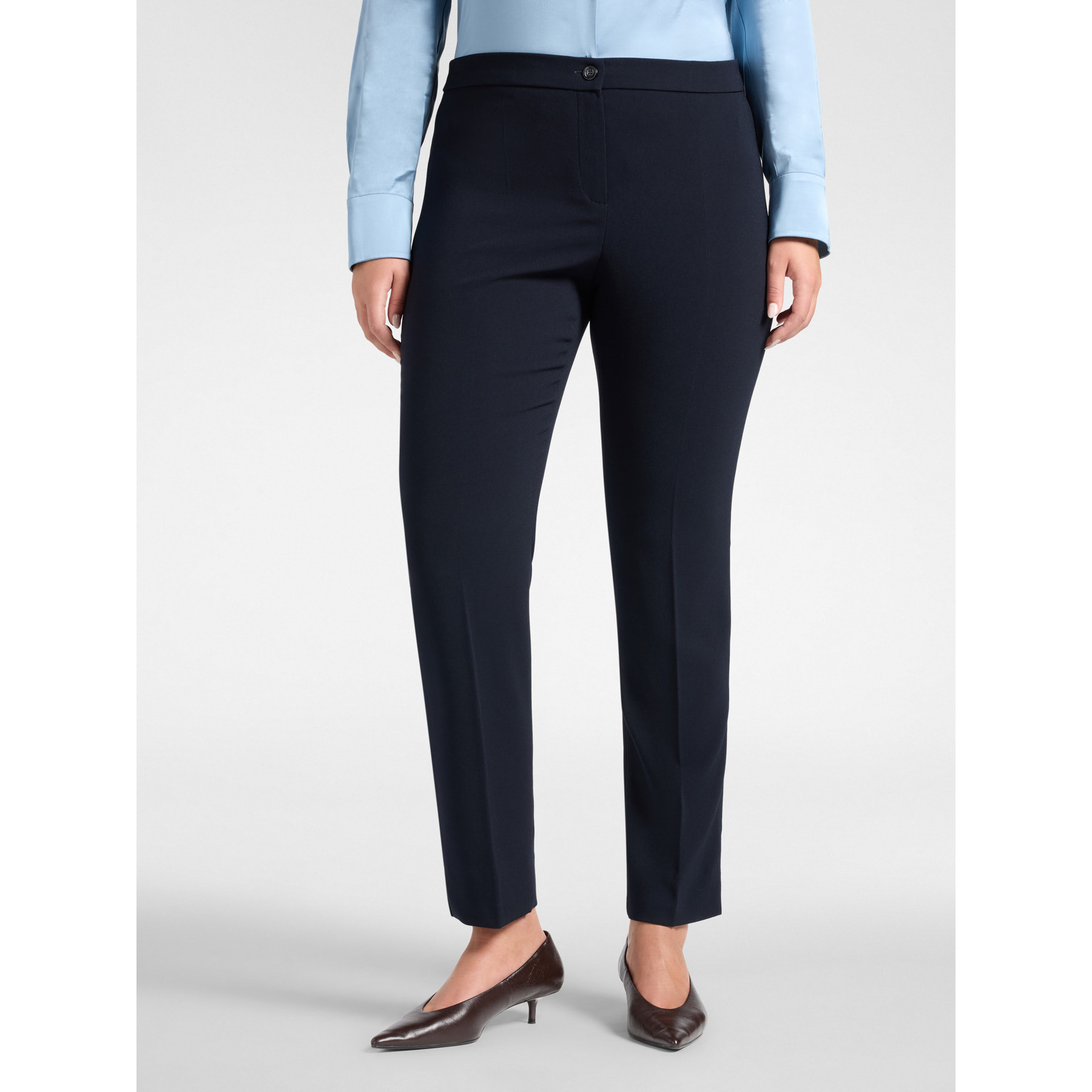 Elena Mirò - Pantaloni slim in crêpe misto cotone - Blu