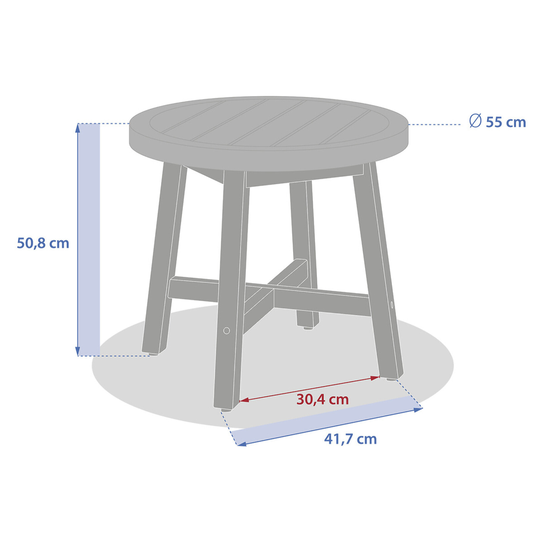 Table d appoint de jardin ronde "Papouasie" 55 x 50,8cm en acacia