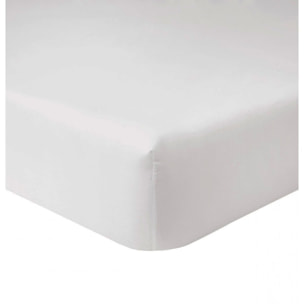 Drap Housse - Bonnet:30cm 100% percale Coton 80fils Uni Blanc
